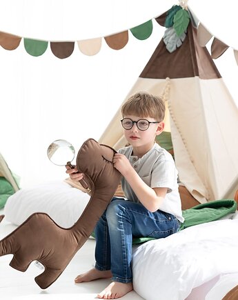 Poduszka Dino, brązowa poduszka dinozaur, COZY DOZY