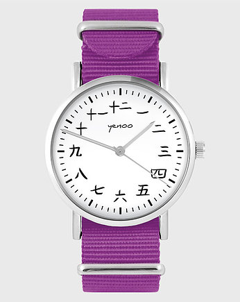 Zegarek - Kanji - amarant, nylonowy, yenoo