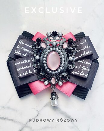 Kolekcja Exclusive Brosza z różową ozdobą Glamour, Pudrowy Różowy