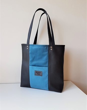 Torebka damska Shoperka Duo czarno-niebieska, MessyBags