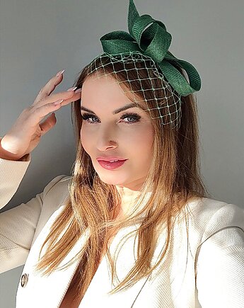 Fascynator  PETRA ZIELONY BUTELKOWY / inne kolory, MONIKA SAXTON LUXURIOUS MILLINERY