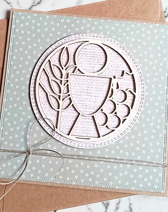 Kartka komunijna uniwersalna 2026 : pastelowa zieleń, kaktusia