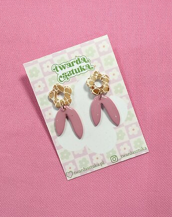 Oryginalne kolczyki kwiaty w łatki, Twarda Sztuka