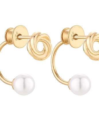 Złote kolczyki z węzełkami i perłami SWAROVSKI CRYSTAL, SOTHO
