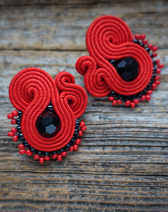 Czerwono-czarne kolczyki soutache, Mró Soutache