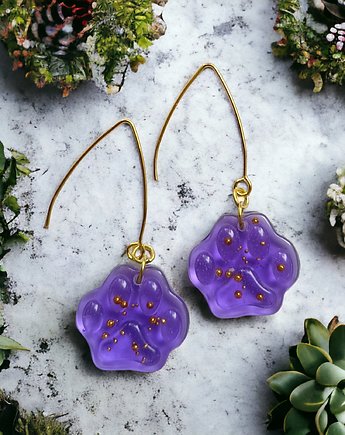 Kocie łapki : UNIKATOWE kolczyki z żywicy : psie łapki, kaktusia