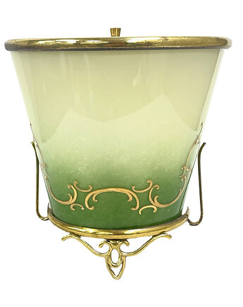 Kinkiet ścienny zielone szkło z gradientem mosiężna oprawa, Francja lata 60., Good Old Things