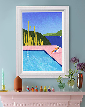 Lato nad basenem - plakat fine art, minimalmill