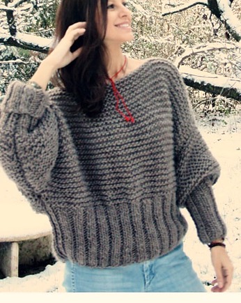 Brązowy sweter handmade moher z wełną, Mademoiselle Patrini