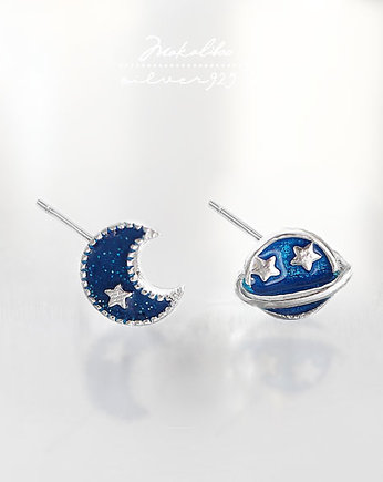 Blue Stars - srebrne kolczyki + box, Ewa Saj  Silver
