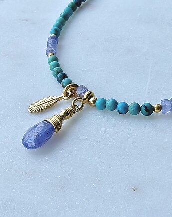 Letnie lśnienia z tanzanitem i turkusem - naszyjnik, Studio Gazela