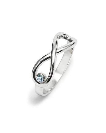 Infinity -Srebrny pierścionek z niebieskim topazem, Kuźnia Srebra