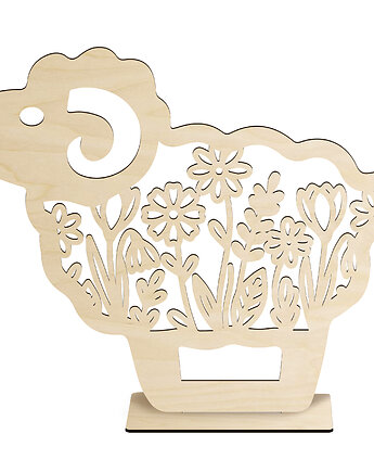 Baranek Drewniany Wielkanocny 15cm Figurka Dekoracja Stołu Koszyczka DEKOR, smxdsgn