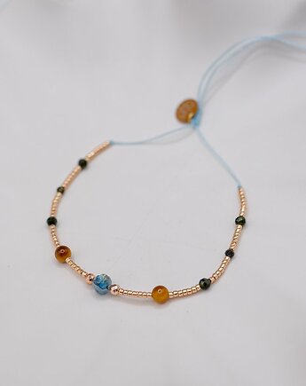 Bransoletka Ochrona - Turkus Tygrysie Oko Turmalin Obsydian, w hand works