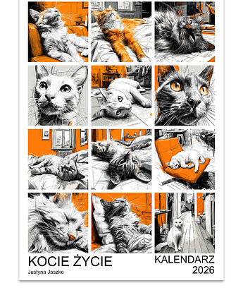 Kalendarz 2026 Kocie Życie 15x21 cm, JBJart Justyna Jaszke