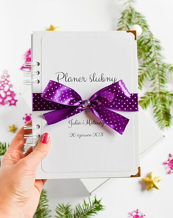 Planer ślubny organizer terminarz planner biały kokarda, Papiernik