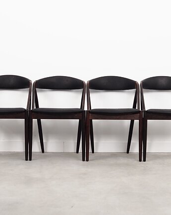 Komplet czterech krzeseł palisandrowych, lata 70, Kai Kristiansen, Przetwory design