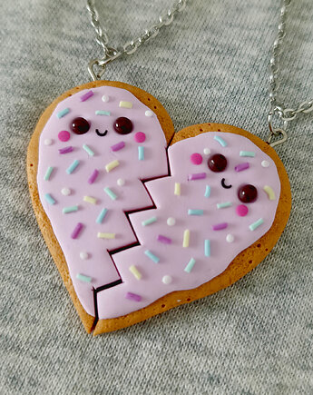 Różowy Naszyjnik Serce Naszyjnik 2 Połówki Serca, OMIFIMO