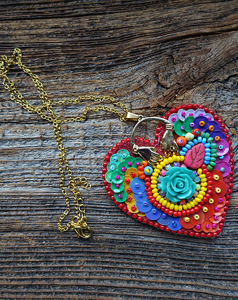 Kolekcja Frida - wisior kolorowe serce Fridy, Mró Soutache