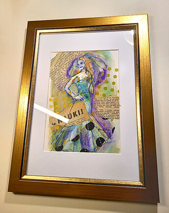 Hania 3 - akwarela mixmedia unikat w oprawie, Katarzyna Radzka