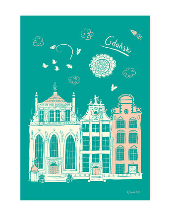 Plakat A4 Gdańsk Kamieniczki, Gliniana Kura