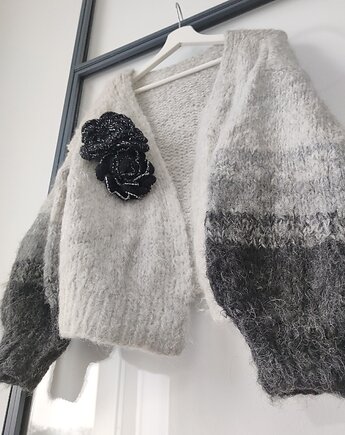 Sweter alpaka merino BLACK ROSE, Po.dziergane