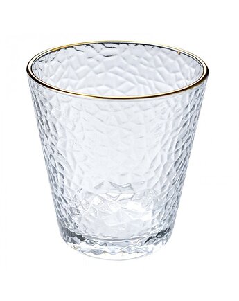 Szklanka 12 szt. Komplet Szklanek ze Złotym Brzegiem Oro 300 ml, OSOBY - Prezent dla dwojga