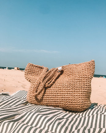 Torba kosz ze sznurka jutowego beżowa, knots