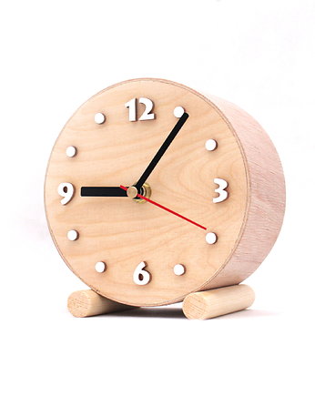 Zegarek mały drewniany stojący - na prezent, Clock Wood Studio