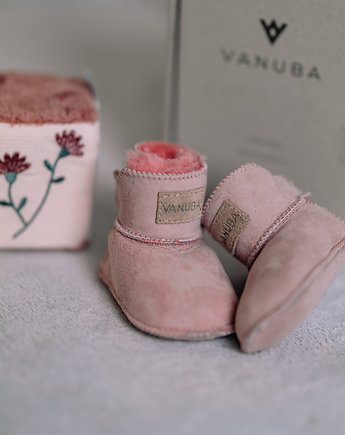 Skórzane buciki niechodki bambosze różowe, Vanuba