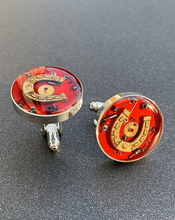 Spinki - Steam dream - Horseshoe - red, DROBINY CZASU