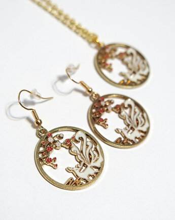 Komplet - Biały lis - kolczyki i naszyjnik, yenoo