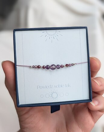 Violet witch - ametyst i turmalin na jedwabnej nici, Moui