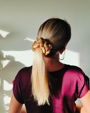 Gumka jedwabna, scrunchie, frotka warm gold MAXI, Capillum