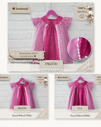 Sukienka dziewczęca handmade 98/104, Casual Natural Clothes