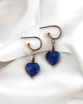 Kolczyki serduszka LAPIS LAZULI : wyjątkowy prezent, kaktusia