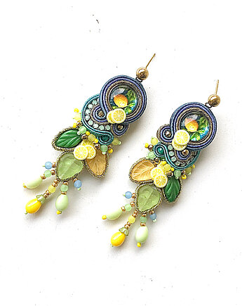 Sutaszowe kolczyki POSITANO z cytrynami, Sylwia Żak