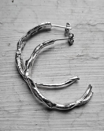 Kolczyki FOREST srebro - koła 4cm sztyft, RA