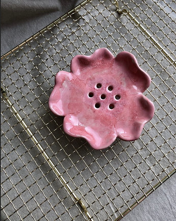 Ceramiczna mydelniczka Różowy Kwiat, Makatka Polka Ceramiczna