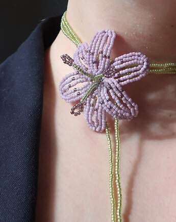 Fioletowa Lilia - naszyjnik choker, Hibiscus