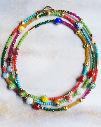 UNIKATOWY sznur kamieni 120cm : korale : naszyjnik : SUMMER, kaktusia