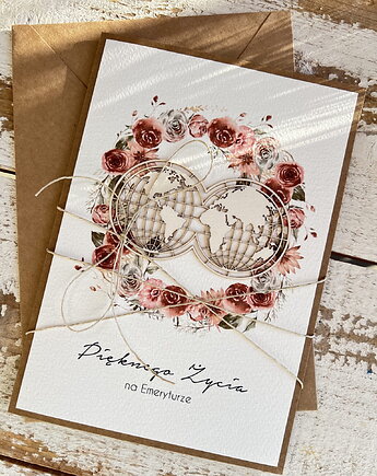 Kartka ręcznie robiona z okazji emerytury duża a5, sorte