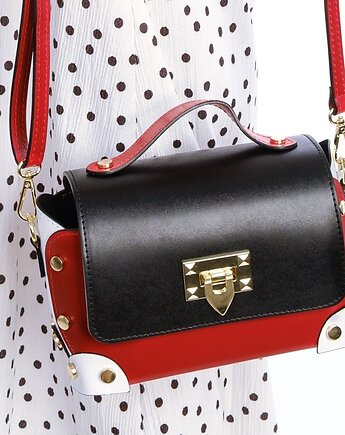 Torebka Skórzana - 3 kolory - crossbody , ozdobne nity (7044), BOSCCOLO