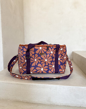 Torba welurowa podróżna margaretka cynamon, sacky bag