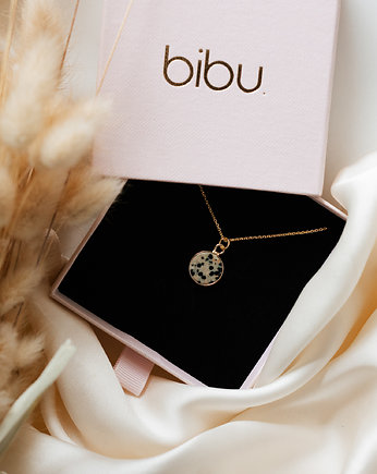 Łańcuszek z zawieszką jaspis dalmatyńczyk., Bibu bijoux