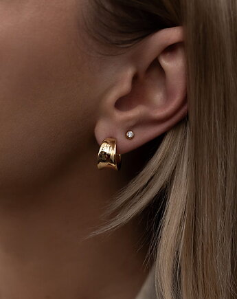 Złote kolczyki półokrągłe minimalistyczne ze stali premium, Paraiso