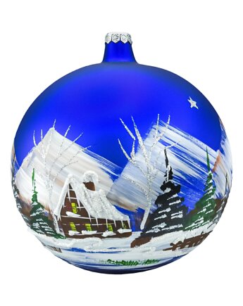 Bombka okrągła duża: Granatowy zimowy pejzaż, Syn Bombkarza