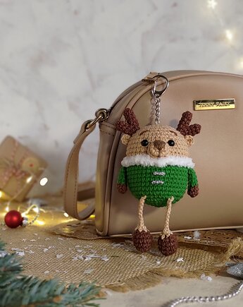 Brelok jelonek, Breloczek do kluczy, Brelok świąteczny na prezent, EcoToysByNastya