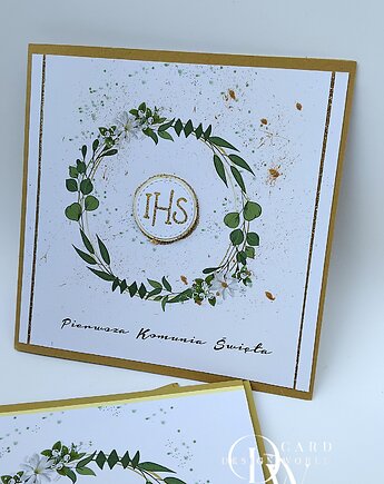Kartka komunijna, pamiątka Komunii dla chłopca, dziewczynki, Card Design World
