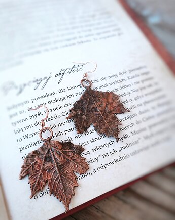 Listki klonowe II kolczyki miedziane, Treemasters Copper Jewelry